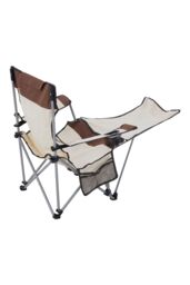 Living and Home Foldable Reclining Camping Chair with Footrest in Beige - thumbnail 6