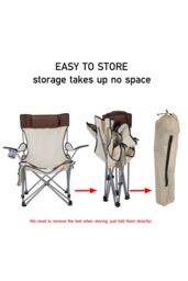 Living and Home Foldable Reclining Camping Chair with Footrest in Beige - thumbnail 8
