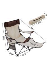 Living and Home Foldable Reclining Camping Chair with Footrest in Beige - thumbnail 4