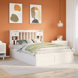 Berkfield Home Beautiful Bed Frame without Mattress White 150x200 cm King Size S - thumbnail 2