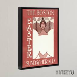 "Artery8 Herald Easter Cover Art Nouveau Framed Canvas Wall Art Print Ethel Reed in Red - Size: W12"" x H16""" - thumbnail 2