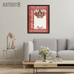 "Artery8 Herald Easter Cover Art Nouveau Framed Canvas Wall Art Print Ethel Reed in Red - Size: W12"" x H16""" - thumbnail 3