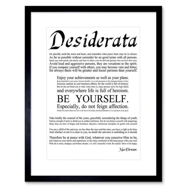 "Artery8 Desiderata Ehrmann Go Placidly Amid Yourself Quote Framed Art Print in White - Size: W12"" x H16""" - image 1