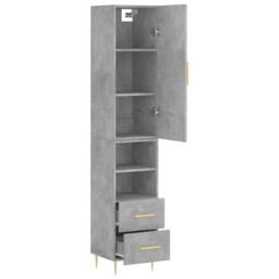 Berkfield Home Highboard Concrete Grey 34.5x34x180 cm Engineered Wood - thumbnail 4