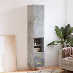 Berkfield Home Highboard Concrete Grey 34.5x34x180 cm Engineered Wood - thumbnail 2