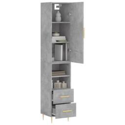 Berkfield Home Highboard Concrete Grey 34.5x34x180 cm Engineered Wood - thumbnail 3