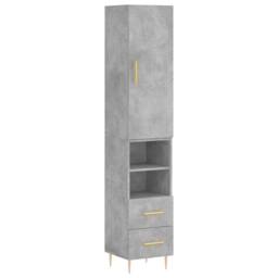 Berkfield Home Highboard Concrete Grey 34.5x34x180 cm Engineered Wood - thumbnail 1
