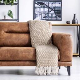 New Edge Blinds Stockholm Collection Cotton Throw in Natural - Size: 178 cm x 254 cm - thumbnail 3