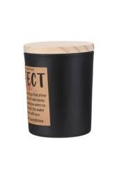 Living and Home Black Glass Cup Soy Wax Scented Candle with Wooden Lid - thumbnail 5