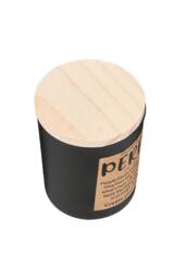 Living and Home Black Glass Cup Soy Wax Scented Candle with Wooden Lid - thumbnail 1