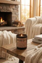 Living and Home Black Glass Cup Soy Wax Scented Candle with Wooden Lid - thumbnail 3
