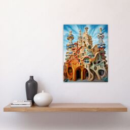 "Artery8 Antoni Gaudi Style Orange Pink Blue Architecture Artwork Unframed Wall Art Print Poster Home Decor Premium - Size: W12"" x H16""" - thumbnail 4