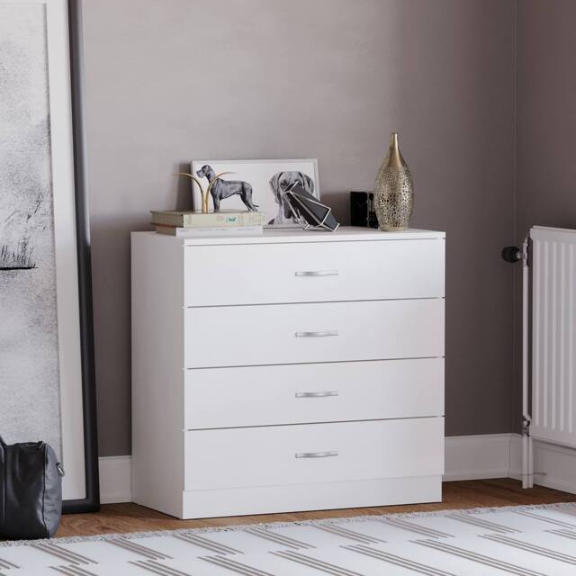HD Designs Riano 4 Drawer Chest of Drawers Storage in White - image 1