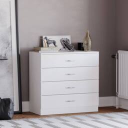HD Designs Riano 4 Drawer Chest of Drawers Storage in White - thumbnail 1