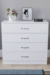 HD Designs Riano 4 Drawer Chest of Drawers Storage in White - thumbnail 3
