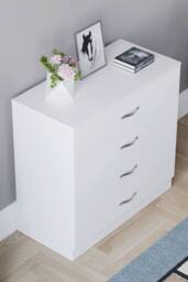 HD Designs Riano 4 Drawer Chest of Drawers Storage in White - thumbnail 4