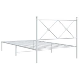 Berkfield Home Metal Bed Frame without Mattress with Headboard White 100x190cm - Size: 100x190 cm - thumbnail 6