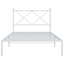 Berkfield Home Metal Bed Frame without Mattress with Headboard White 100x190cm - Size: 100x190 cm - thumbnail 4