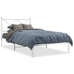 Berkfield Home Metal Bed Frame without Mattress with Headboard White 100x190cm - Size: 100x190 cm - thumbnail 2