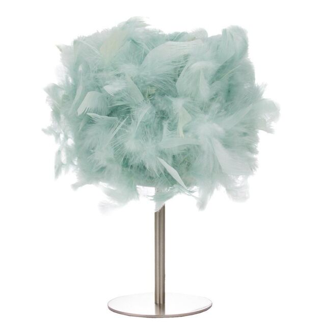 Happy Homewares and Chic Real Feather Table Lamp with Satin Nickel Base & Switch in Blue - image 1