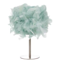 Happy Homewares and Chic Real Feather Table Lamp with Satin Nickel Base & Switch in Blue - thumbnail 1