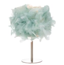 Happy Homewares and Chic Real Feather Table Lamp with Satin Nickel Base & Switch in Blue - thumbnail 2