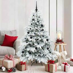 Berkfield Home Beautiful Artificial Christmas Tree with 150 LEDs Green 150 cm PE in White - thumbnail 2