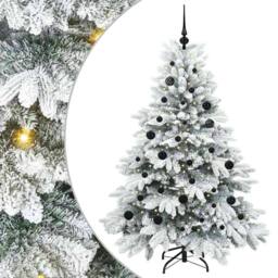 Berkfield Home Beautiful Artificial Christmas Tree with 150 LEDs Green 150 cm PE in White - thumbnail 3