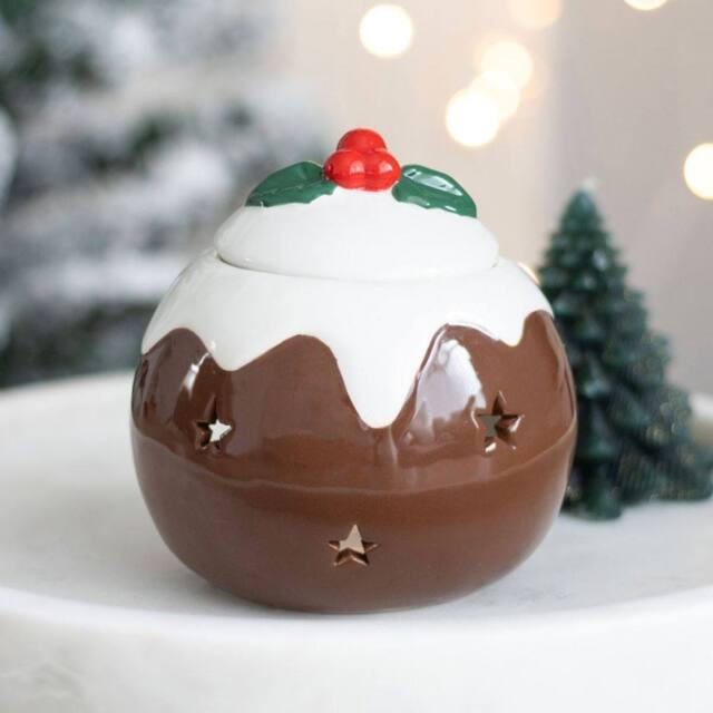 Garden Greatness Christmas Pudding Oil Wax Burner in Brown - Size: 1 Pack - image 1