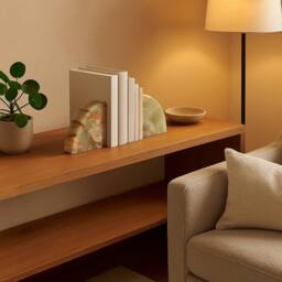 Orsina Two Onyx Bookends, Easy Accessible Bookends Sculpture, Easy to Clean Onyx Marble Bookends in Green - thumbnail 1