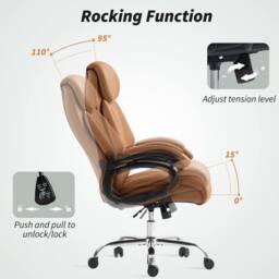 STILVORA Office Chair with Faux Leather, Adjustable Height & Tilt in Brown - thumbnail 8