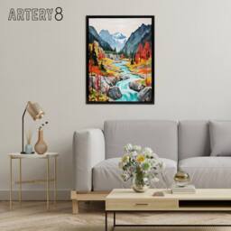 "Artery8 Jiuzhaigou Valley Chinese Landscape Framed Canvas Wall Art Print - Size: W18"" x H24""" - thumbnail 3
