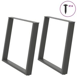 Berkfield Home vidXL Dining Table Legs U-Shaped 2 pcs Anthracite 90x(72-73) cm Steel in Black - thumbnail 1