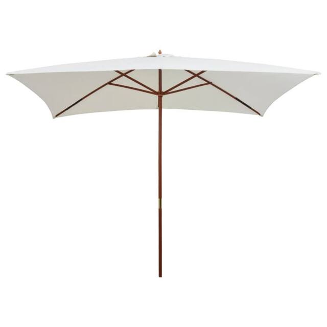 Berkfield Home Parasol 200x300 cm Wooden Pole Cream White - image 1