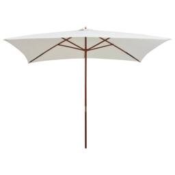 Berkfield Home Parasol 200x300 cm Wooden Pole Cream White - thumbnail 1