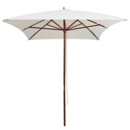 Berkfield Home Parasol 200x300 cm Wooden Pole Cream White - thumbnail 2