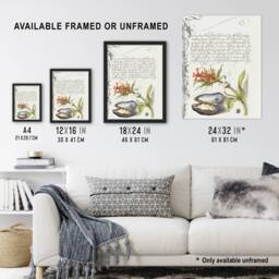 Artery8 Flower Mussel & Ladybird Calligraphy Framed Wall Art Print in White - Size: A4 - thumbnail 3