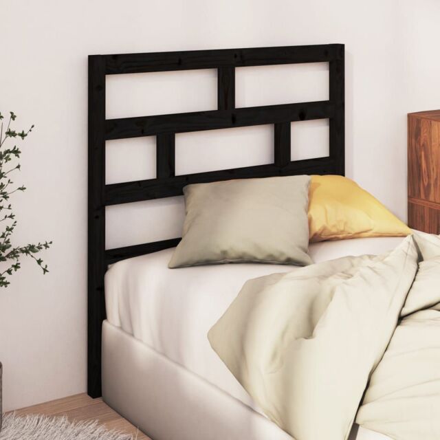 Berkfield Home Bed Headboard Black 106x4x100 cm Solid Wood Pine - Size: 106 x 4 x 100 cm - image 1