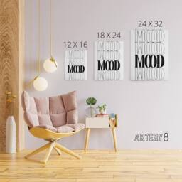 "Artery8 Mood Black & White Bold Graphic Design Canvas Wall Art Print - Size: W12"" x H16""" - thumbnail 4