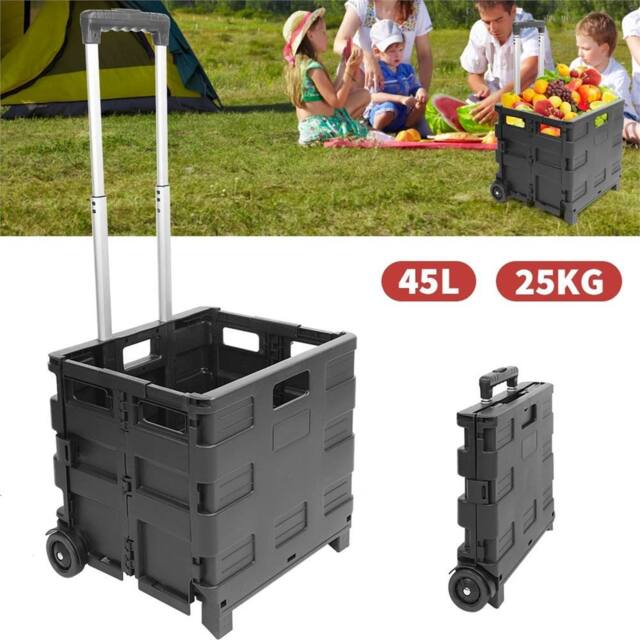Nordara 45L Foldable Boot Cart Shopping Trolley Storage Box With Wheels in Black - image 1