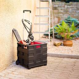 Nordara 45L Foldable Boot Cart Shopping Trolley Storage Box With Wheels in Black - thumbnail 5
