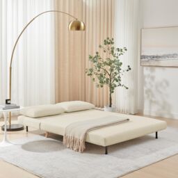 FurnitureboxUK Furniturebox Bobby Off-White Boucle Double Folding Sofa Bed - Fold-Out Double Sofa Bed - Comfy Sleeper Sofa Bed - thumbnail 4