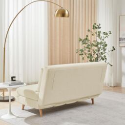 FurnitureboxUK Furniturebox Bobby Off-White Boucle Double Folding Sofa Bed - Fold-Out Double Sofa Bed - Comfy Sleeper Sofa Bed - thumbnail 3