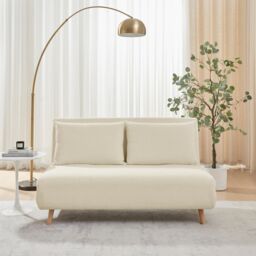 FurnitureboxUK Furniturebox Bobby Off-White Boucle Double Folding Sofa Bed - Fold-Out Double Sofa Bed - Comfy Sleeper Sofa Bed - thumbnail 2