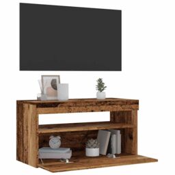 Berkfield Home TV Cabinets with LED Lights 2 pcs Old Wood Engineered Wood in Brown - thumbnail 5