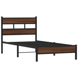 Berkfield Home Bed Frame without Mattress Brown Oak 90x200 cm Engineered Wood - thumbnail 3