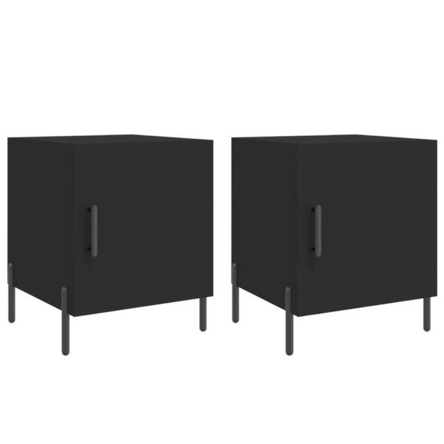 Berkfield Home Bedside Cabinets 2 pcs Black 40x40x50 cm Engineered Wood - Size: 40 x 40 x 50 cm - image 1