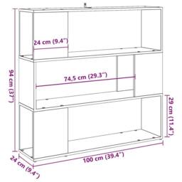 Berkfield Home Book Cabinet/Room Divider Old Wood 100x24x94 cm in Brown - Size: 100 x 24 x 94 cm - thumbnail 9