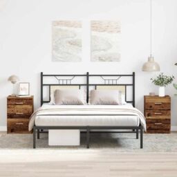 Berkfield Home Bedside Cabinets 2 pcs Old Wood 38x35x55 cm Engineered Wood - Size: 38 x 35 x 55 cm - thumbnail 3