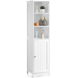 Christow Bathroom Shelf Cabinet White Freestanding Tallboy Storage Shelving Unit - thumbnail 1